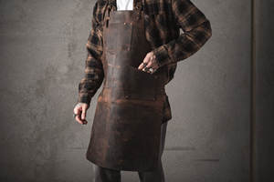 Tablier de laboratoire en cuir résistant aux produits chimiques, vêtements de travail professionnels industriels, vêtements de protection en cuir de vache véritable LPN-0259 - Product Image 2