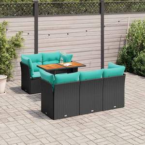 Set di divani da giardino in polyrattan nero da 6 pezzi con cuscini - Product Image 1