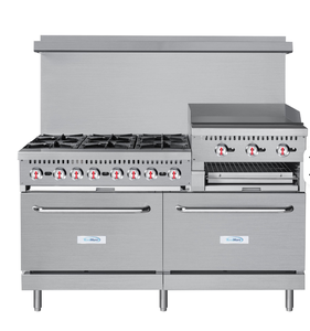 Meilleure Qualité NOUVELLE ARRIVÉE Mo-Tak MR10-RGB24-N-C-S Plaque de Cuisson au Gaz 60 Pouces 6 Brûleurs avec Gril et 2 Fours Standard Convertibles - Product Image 1