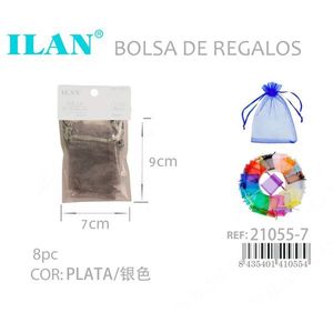Sacchetti Regalo in Organza Ilan 7x9 Cm 8 Pezzi Colore Argento - Product Image 3