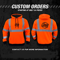 Sweat à capuche de sécurité haute visibilité TriPro Sports en coton orange, vêtement de travail réfléchissant, veste uniforme à capuche pour la construction