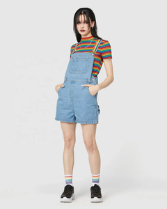 Wholesale New Arrival 2026 Summer Formal Women Denim Overall <b>Shorts</b> Jeans Jumpsuits Breathable Custom Logo Crop Top <b>Rompers</b> - Product Image 1
