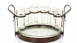 Support en métal rond de qualité supérieure avec support à boissons de style rustique pour rangement de salon - Product Image 2