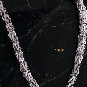 Luxury Iced Out Geometric Link Chain <b>Necklace</b> for Men and Women Hip Hop Diamond Look <b>Statement</b> Jewelry White Gold Plated Chain - Product Image 4