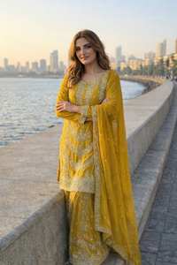 Collection spéciale festive de plazzos en soie chinon brodés - Product Image 3