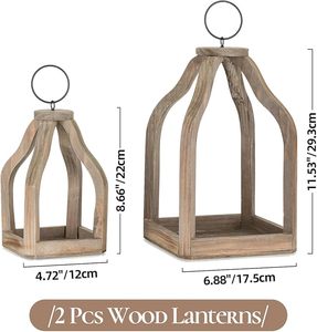 Lanterne en bois au design tendance et magnifique avec cordelette de suspension pour balcon, jardin et décoration extérieure - Product Image 2