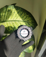 Pragalbh Jewels Luxus-Diamantuhr mit Dornen-Lünette, Moissanit, Edelstahl, Hip-Hop-Armbanduhr für Herren und Damen