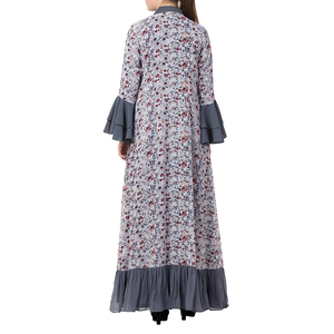 Traditional Muslim Islamic Clothing Flared Sleeve Solid Color <b>Dresses</b> Abayas Hijab Women Floor Length Kaftan Abaya Ethnic Style - Product Image 4