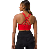 Débardeur de yoga pour femme en 100 % nylon, respirant, avec soutien moyen, dos nageur, rembourré, pour le sport et la course, avec logo personnalisé