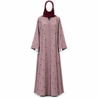 Abaya brodée de couleur mauve de qualité supérieure |   Robe islamique modeste pour femmes musulmanes, détails floraux, coupe ample, manches longues, designs élégants pour tous les jours