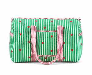 Sac de voyage matelassé en polyester vert grande capacité VEER HANDIRCRAFTS QB-006, sac de week-end portable avec fermeture éclair pour l'extérieur, style Rajasthan - Product Image 2