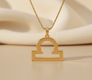 Collier du zodiaque de la balance |   Pendentif Astrologique Adorable en Laiton Plaqué Or Rose avec Chaîne Maille Cubaine pour Enfants, Pierre de Naissance d'Octobre, Thème Religieux - Product Image 2
