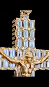 Colgante Cruz con Rostro de Jesús y Moissanita Certificada IGI, Estilo Hip Hop, Tono Dorado, Plata de Ley 925, Joyería para Hombre - Product Image 6
