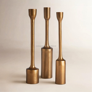Wholesale Cast Aluminum Elongated Candle Holder Stand • Luxury Minimalist <b>Table</b> Sculpture Trio - Product Image 3