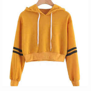 Sweat-shirts à capuche en molleton brodés personnalisés pour femmes, couleur unie, manches longues, coupe courte, respirants et écologiques – Meilleures ventes - Product Image 1