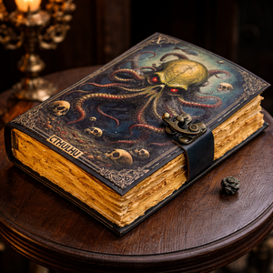 Wholesale Cthulhu Octopus Tentacle Hardcover Leather Journal Gothic Horror Grimoire Spellbook Diary with metal <b>lock</b> - Product Image 2