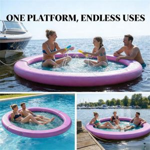 Hamac aquatique gonflable violet et bateau flottant, équipements de divertissement pour activités nautiques - Product Image 3