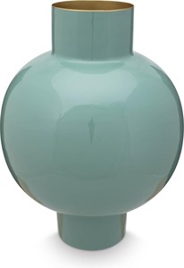 Vase de table en céramique turquoise moderne avec fleurs bleues, pièce d'art décorative pour la salle à manger - Product Image 5