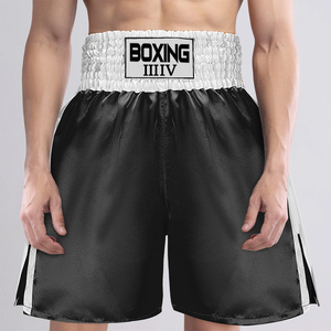 Top Trending Muay Thai Boxing <b>Trunks</b> Solid Colors Moisture Wicking <b>Men's</b> High Elastic Waist Boxing Shorts - Product Image 1