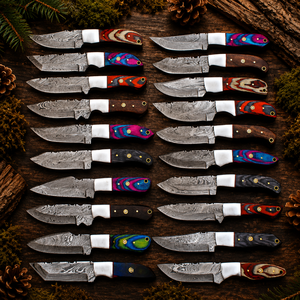 มีดล่าสัตว์เหล็กดามัสกัสพรีเมียม ด้ามไม้สั่งทำพิเศษ ใบมีดแบบ Fixed Blade ปลายแหลม ความหนา 0.5 มม. สำหรับตั้งแคมป์ เอาตัวรอด และบุชคราฟท์ - Product Image 1