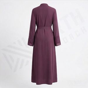 2025 OEM Kimono Abaya pour femmes musulmanes, en tissu polyester épais, doux et très extensible, col en V, manches longues, pour fêtes, Ramadan, mariages - Product Image 2