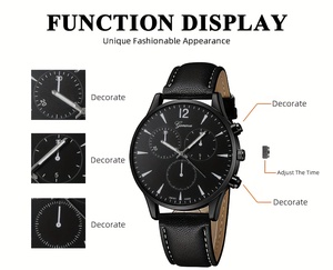 192014 Men's Casual Quartz <b>Watch</b> & <b>Black</b> Life Tree Hand Rope Set, Ideal Choice for Gifts - Product Image 5