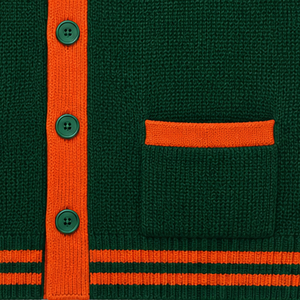 FAMU Custom Green & Orange Acrylic Knit Varsity <b>Cardigan</b> <b>Sweater</b> Chenille Lettering Unisex Sorority Letterman <b>Cardigan</b> - Product Image 4