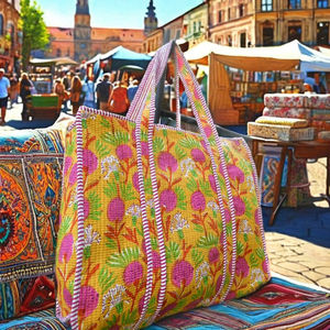 กระเป๋าโท้ทผ้าฝ้ายเนื้อดีทรงโบฮีเมียน ลายปักเรียบง่าย ปิดซิป จุของได้เยอะ เป็นมิตรกับสิ่งแวดล้อม สำหรับฤดูใบไม้ร่วง - Product Image 4