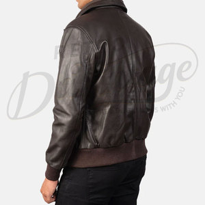 Chaqueta Blusón de Cuero Genuino Marrón Oscuro Premium para Hombre - Prenda Exterior Informal de Piel de Oveja Suave con Puños Acanalados y Cuello Camisero - Product Image 4