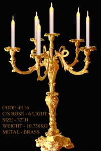 Candélabre artisanal en laiton massif vintage à 6 bras, écologique, pour Noël et Pâques, porte-bougie décoratif - Product Image 2