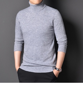 เสื้อสเวตเตอร์คอเต่าแขนยาวทรงเข้ารูปสำหรับผู้ชายลายเรียบสีพื้นสำหรับฤดูใบไม้ร่วง - Product Image 6