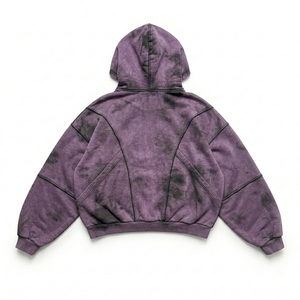 Sudadera con Capucha Oversize Vintage con Lavado Ácido, Forro de Invierno, Tejido de Punto, Gráfico Bordado en 3D en el Pecho - Product Image 2