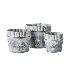 Top Selling New Designer Decorative Galvanized Round Shape Metal Planter for Garden Home Use Wholesale Price Indian Exporters - Product Image 1