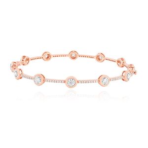 Brazalete de Oro Rosa de 14K con Bisel de Diamantes Redondos - Product Image 1
