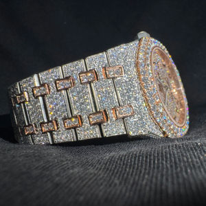 Reloj de Cuarzo de Lujo para Hombre de Alta Gama, Correa de Acero Inoxidable, Estilo Hip Hop, Esfera Analógica con Cristales - Product Image 1