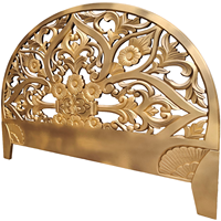 Tête de lit en bois sculpté à la main, taille Queen, finition dorée, style balinais, en bois d'ingénierie, décoration murale suspendue, Smart Art