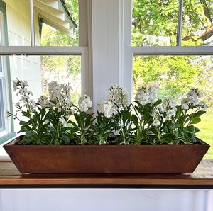 Modern Outdoor Metal <b>Planter</b> <b>Large</b> Rectangular Garden Flower Pot Iron <b>Planter</b> for Patio Balcony Backyard Decoration - Product Image 5