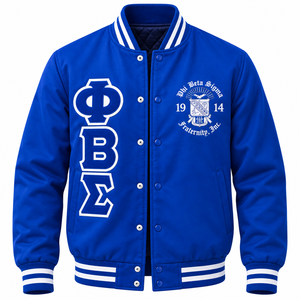 Chaqueta Universitaria Bordada de la Fraternidad Phi Beta Sigma para Hombre, con Botones a Presión, Manga Larga, Cuello Acanalado, Estilo Universitario - Product Image 3