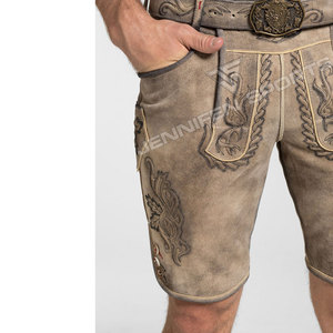 Shorts Lederhosen traditionnels bavarois pour hommes en cuir suédé respirant, style Oktoberfest allemand 2026, OEM - Product Image 3
