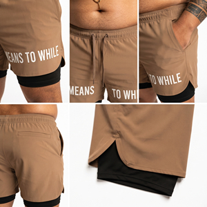 Wholesale 2-in-1 <b>Men's</b> Running <b>Shorts</b> Breathable Gym Fitness Printed <b>Shorts</b> <b>Men</b> Plus Size Inner <b>Compression</b> Jogging <b>Shorts</b> - Product Image 6