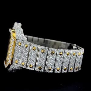 Montre de luxe pour homme entièrement sertie de diamants Moissanite avec cadran mécanique incrusté de diamants D VVS, testeur de diamants inclus - Product Image 3