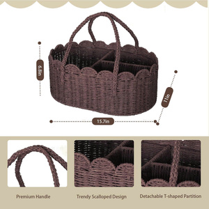 Custom Handmade Paper Rope Diaper Caddy <b>Basket</b> for Baby Nursery Organization and Kids Storage with OEM ODM Service Wholesale - Product Image 4