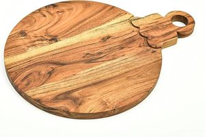 Tabla de Cortar Redonda de Madera de Teca Sostenible con Certificación FSC, Apta para Uso en la Cocina y Lavable en Lavavajillas - Product Image 3
