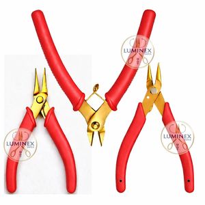 LUMINEX IMPEX Blue Gold Jewelry <b>Pliers</b> <b>Set</b> Fine/Short Nose Precision Cutter Stainless Steel Jewelry Making Tools DIY Rolling - Product Image 3