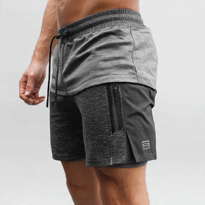 Shorts de sport double couche pour homme, taille à cordon, athlétiques, 2 en 1, 100% polyester - Product Image 5