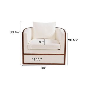 Fauteuil d'appoint moderne en teck, fauteuil lounge rembourré avec panneau latéral à lattes, pour salon - Product Image 4