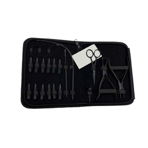 Nouvel arrivage : Kit professionnel d'outils pour extensions capillaires et perlage, comprenant pince à nouer, aiguille, pochette en cuir et outils de maquillage, haute qualité - Product Image 2