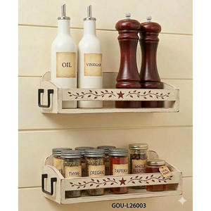 Juego de 2 Estantes de Almacenamiento de Especias de Madera de Dos Niveles para Cocina Moderna Estilo Rústico - Product Image 2