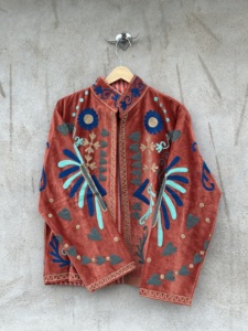 Handmade <b>Velvet</b> Embroidery Reversible Eco-Friendly High Quality Bomber <b>Jacket</b> Full Sleeve Floral Pattern Bohemian Cotton Artisan - Product Image 3