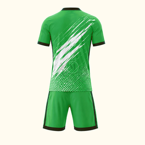 Ensemble de maillot de football vert pour homme, col en V, manches courtes, imprimé géométrique sublimé, évacuation de l'humidité, vêtements toutes saisons - Product Image 3